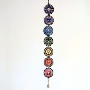 Souls Pleasure Art OOAK 7 Chakra Mandala Disc Wall Hanging Handmade 40"
